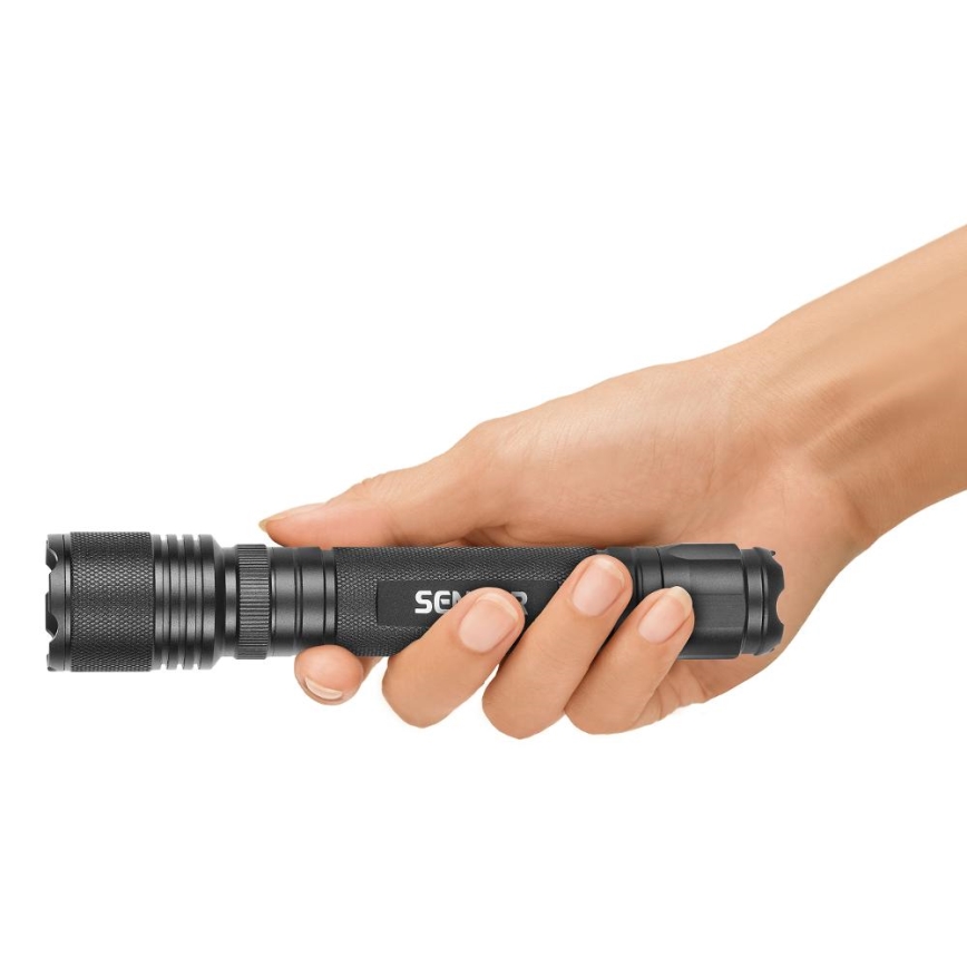 Sencor - Lanterna de alumínio LED LED/5W/6xAAA IP44 preto