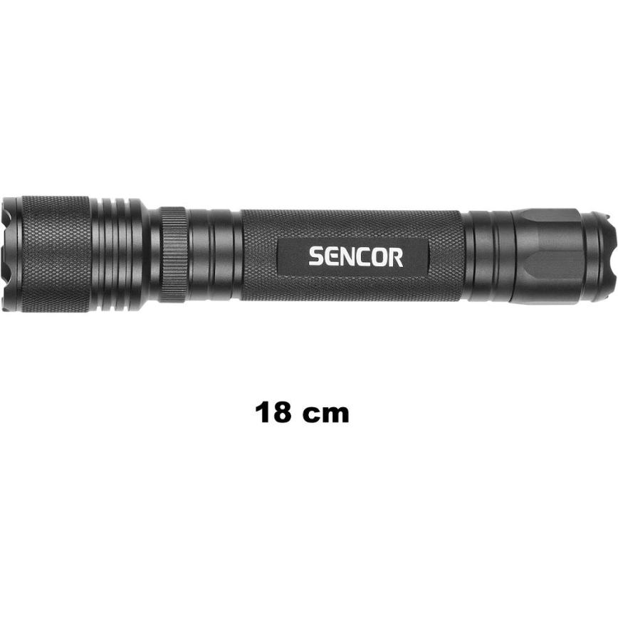 Sencor - Lanterna de alumínio LED LED/5W/6xAAA IP44 preto