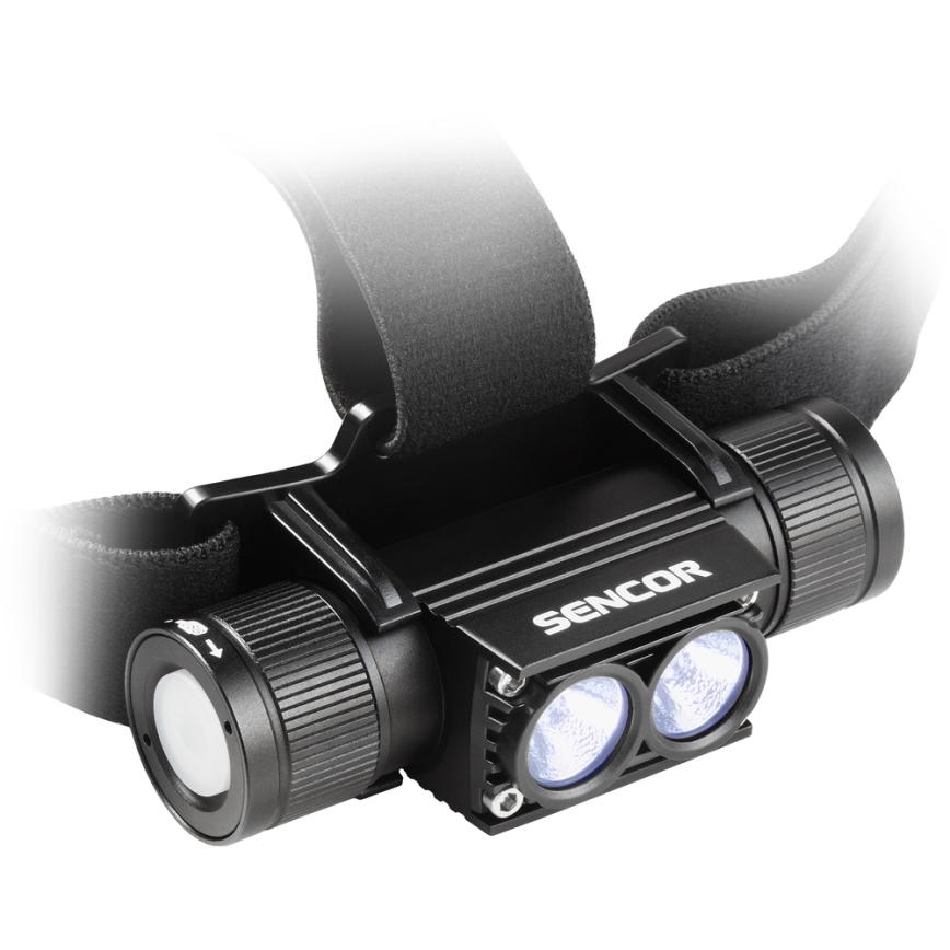 Sencor - Lanterna de cabeça recarregável LED de alumínio LED/5W/2600 mAh IP65