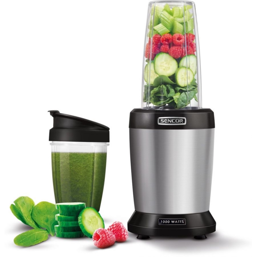 Sencor - Liquidificadora de batidos nutritivos 1000W/230V prateado
