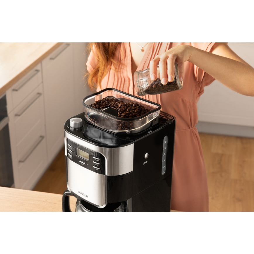 Sencor - Máquina de café 1,5 l com visor LCD 900W/230V