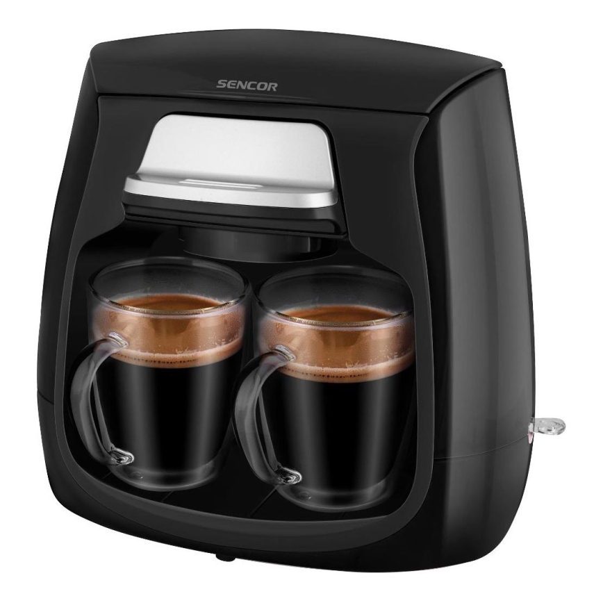 Sencor - Máquina de café com duas canecas 500W/230V preto