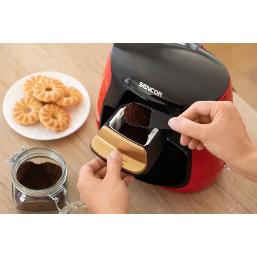 Sencor - Máquina de café com duas canecas 500W/230V vermelho/preto
