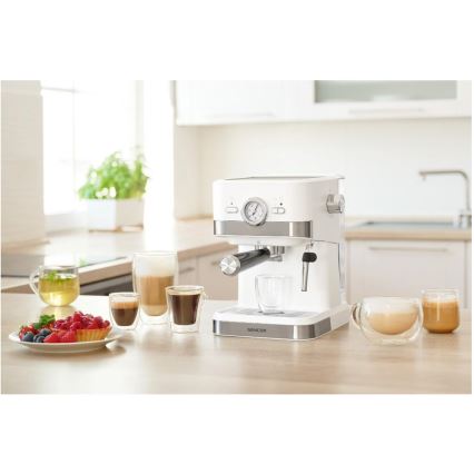 Sencor - Máquina de café com manivela espresso 1050W/230V branco/cromado mate