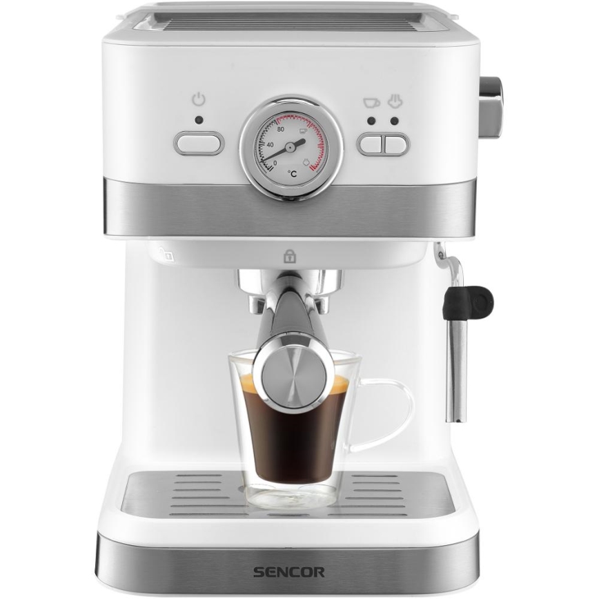 Sencor - Máquina de café com manivela espresso 1050W/230V branco/cromado mate