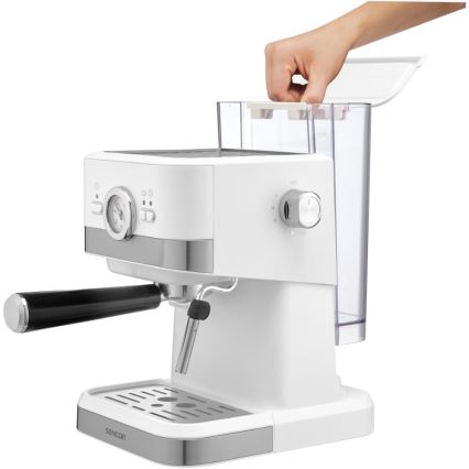 Sencor - Máquina de café com manivela espresso 1050W/230V branco/cromado mate