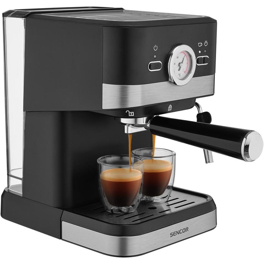 Sencor - Máquina de café com manivela espresso 1050W/230V preto/cromado mate