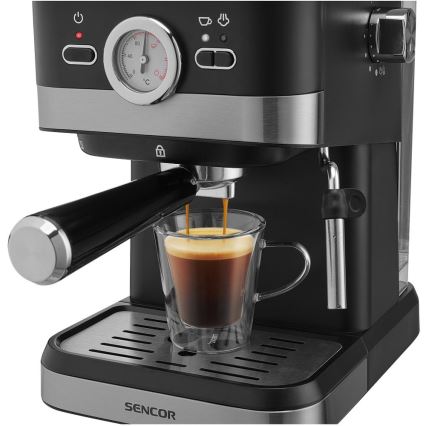 Sencor - Máquina de café com manivela espresso 1050W/230V preto/cromado mate