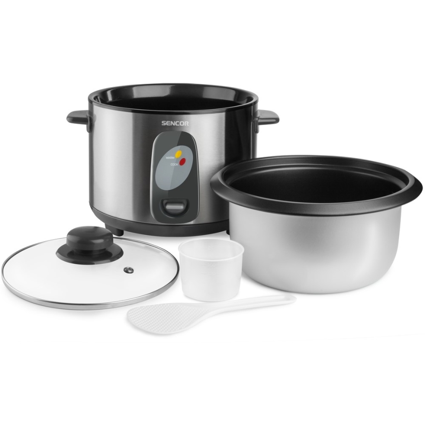 Sencor - Máquina de cozer arroz 500W/230V 1,5 l aço inoxidável
