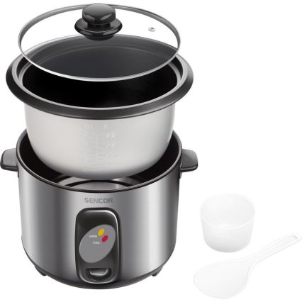 Sencor - Máquina de cozer arroz 500W/230V 1,5 l aço inoxidável