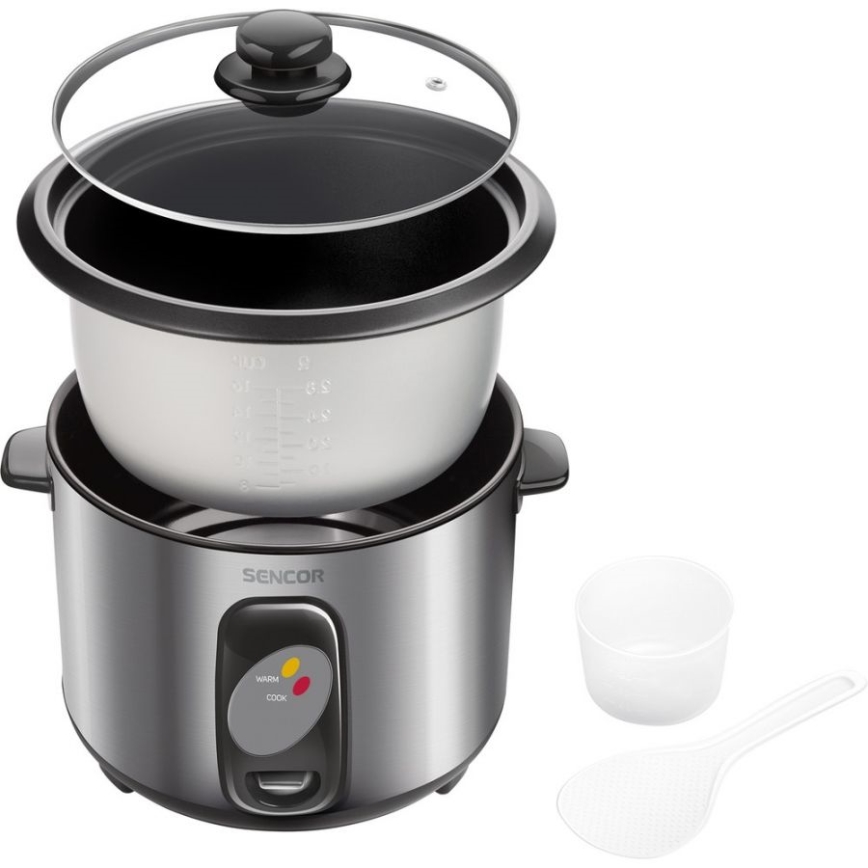 Sencor - Máquina de cozer arroz 500W/230V 1,5 l aço inoxidável