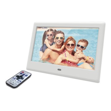 Sencor - Moldura fotográfica digital com altifalante 230V branco + controlo remoto