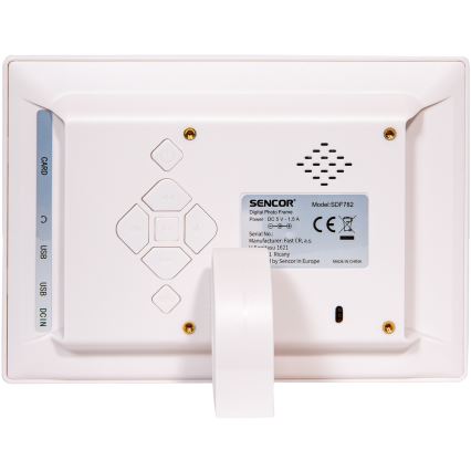 Sencor - Moldura fotográfica digital com altifalante 230V branco + controlo remoto