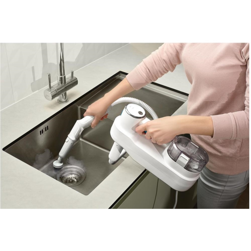 Sencor - Multifuncional esfregona com vapor 2em1 1500W/230V IPX4 branco
