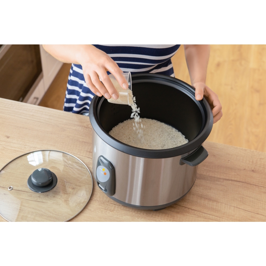 Sencor - Panela de arroz 1000W/230V 2,8 l de aço inoxidável