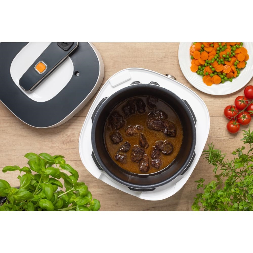 Sencor - Panela de pressão elétrica multifuncional 5,5 l 1000W/230V branco/preto