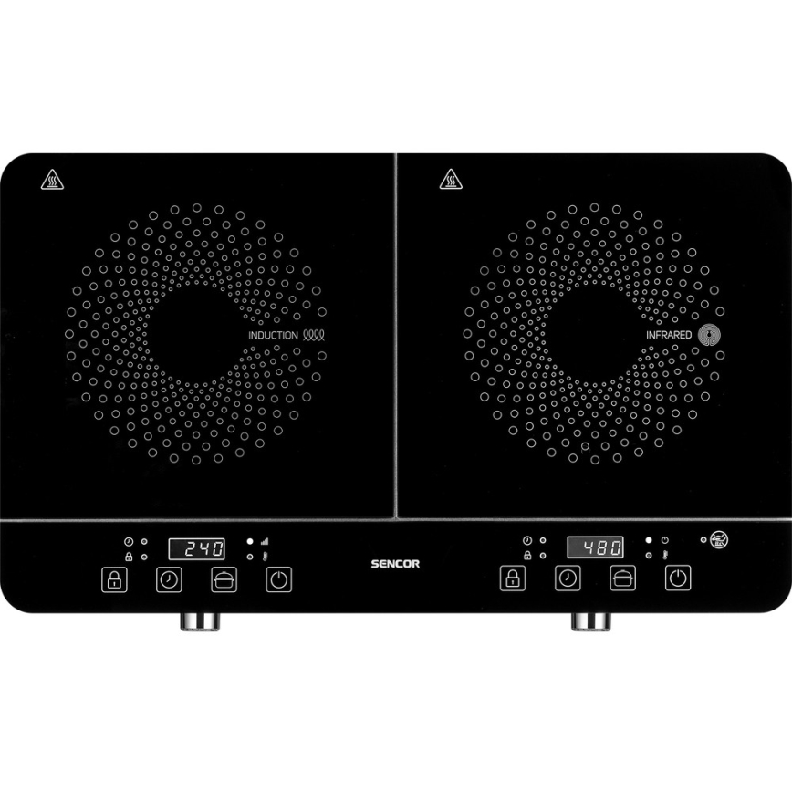Sencor - Placa de indução de duas zonas com ecrã LCD 3400W/230V