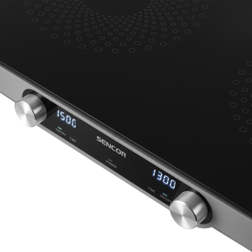 Sencor - Placa vitrocerâmica de 2 bicos com visor LCD 3500W/230V