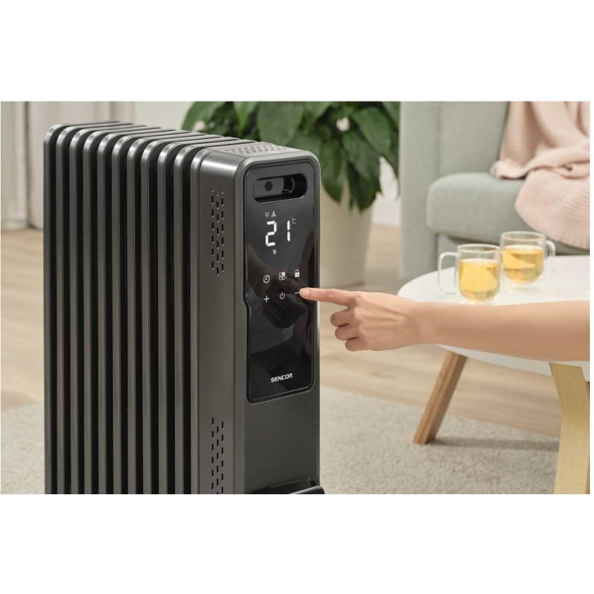 Sencor - Radiador a óleo com 11 aletas, 1000/1200/2400 W, 230 V, Wi-Fi, preto
