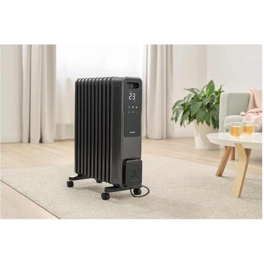 Sencor - Radiador a óleo com 11 aletas, 1000/1200/2400 W, 230 V, Wi-Fi, preto