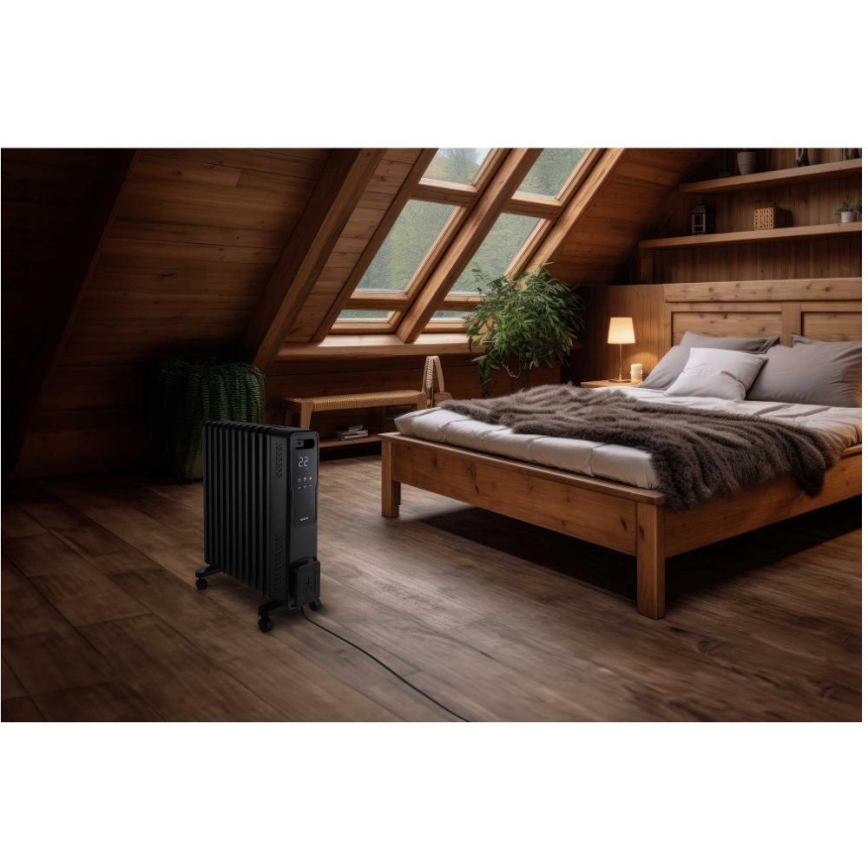 Sencor - Radiador a óleo com 11 aletas, 1000/1200/2400 W, 230 V, Wi-Fi, preto