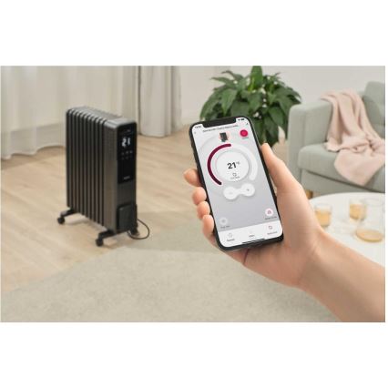 Sencor - Radiador a óleo com 11 aletas, 1000/1200/2400 W, 230 V, Wi-Fi, preto