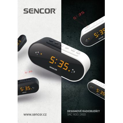 Sencor - Rádio-despertador com visor LED e projetor 5W/230V branco