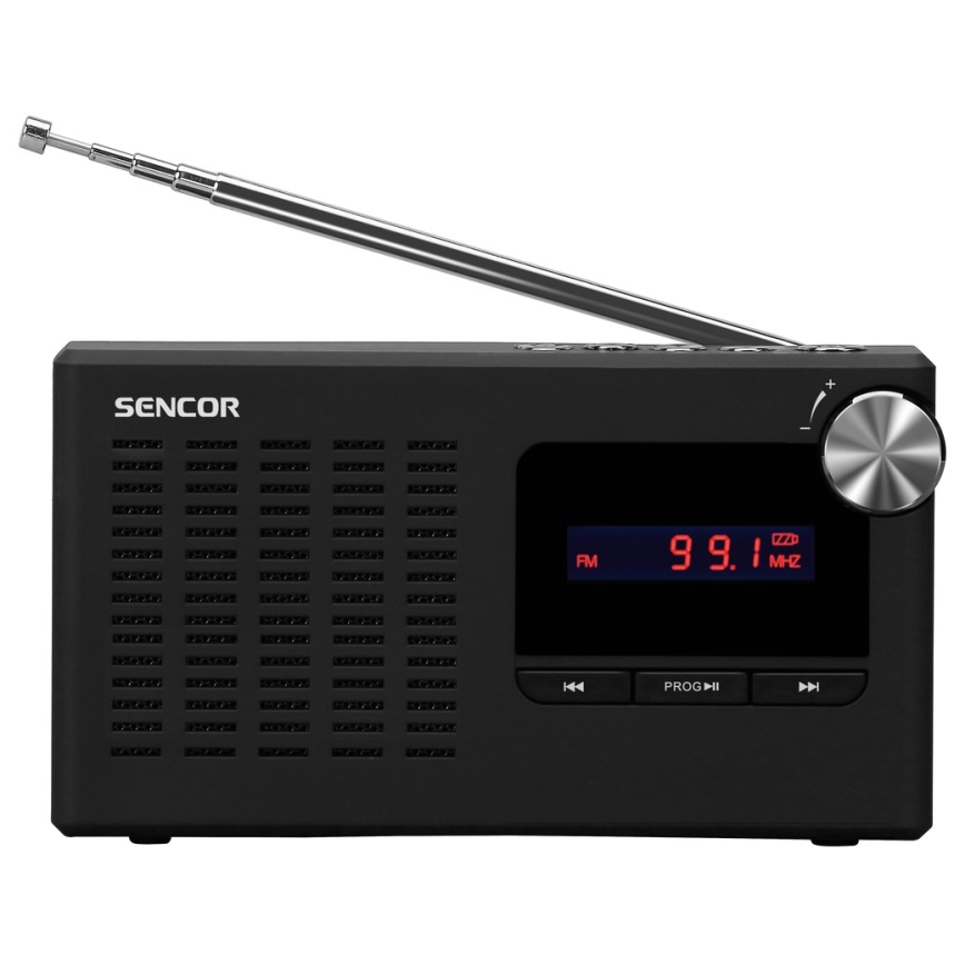Sencor - Receptor de rádio portátil PLL FM 5W 800 mAh 3,7V USB e MicroSD