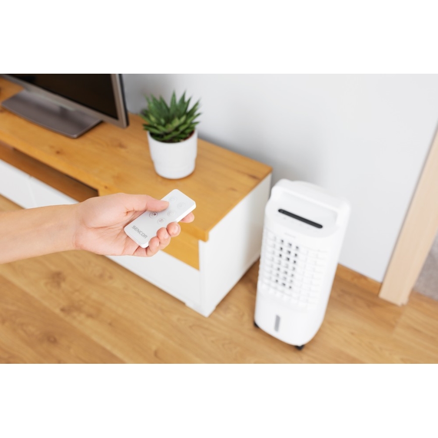 Sencor - Refrigerador de ar móvel com visor LED 3 em 1 45W/230V branco + controlo remoto