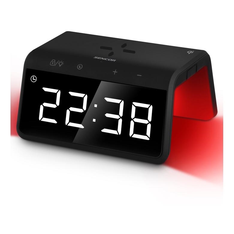 Sencor - Relógio despertador LED RGB com carregamento sem fios 10W