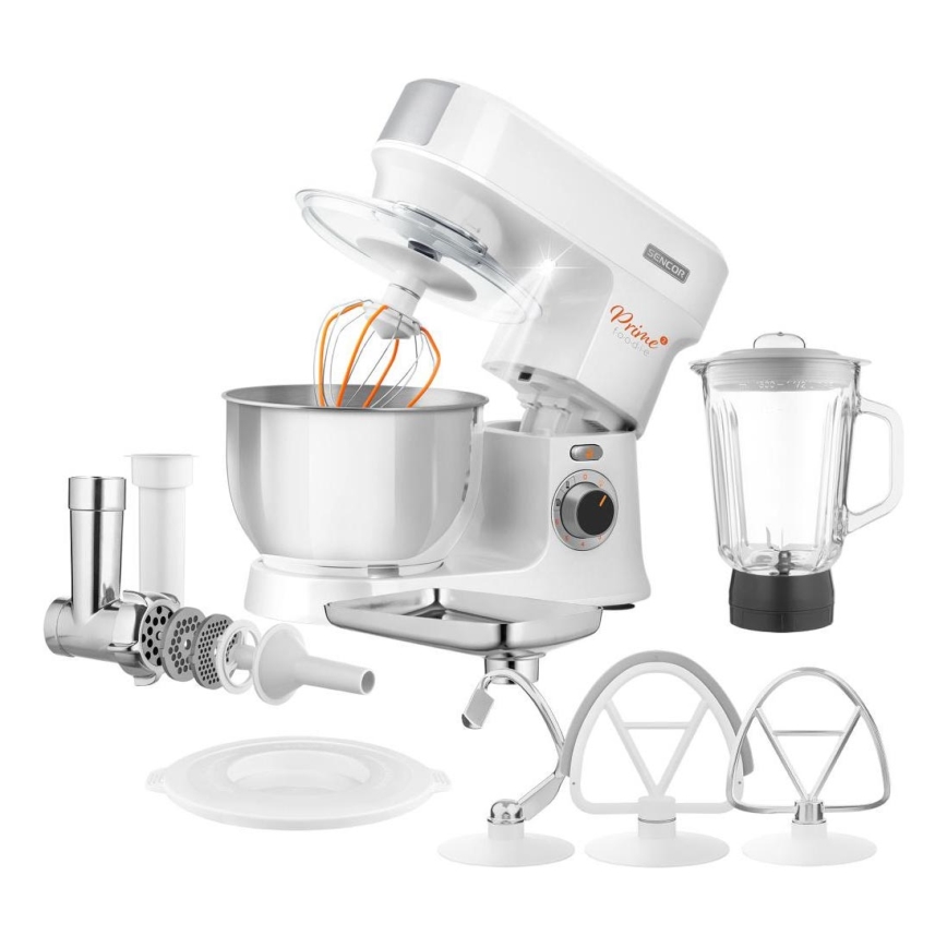 Sencor - Robô de cozinha com taça em aço inoxidável 1000W/230V branco