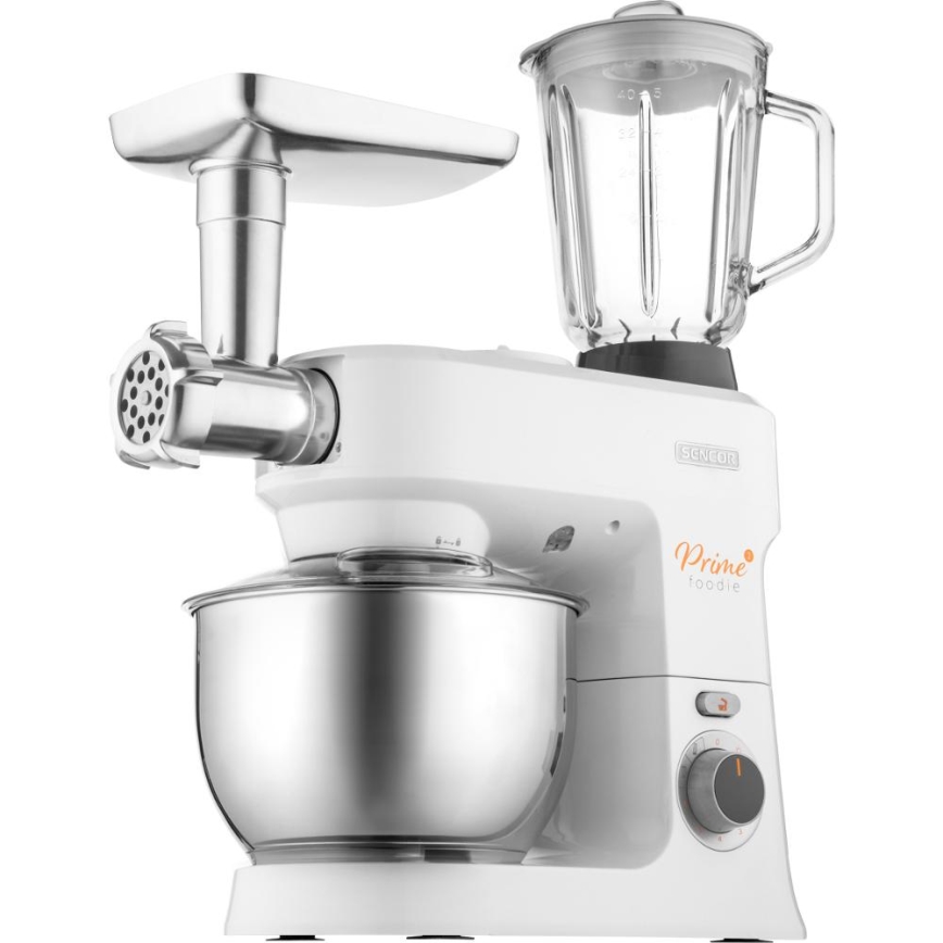 Sencor - Robô de cozinha com taça em aço inoxidável 1000W/230V branco