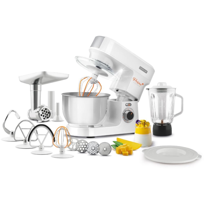 Sencor - Robô de cozinha com taça em aço inoxidável 1000W/230V branco
