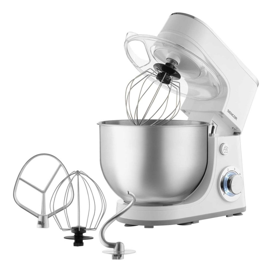 Sencor - Robô de cozinha com taça em aço inoxidável 1300W/230V branco
