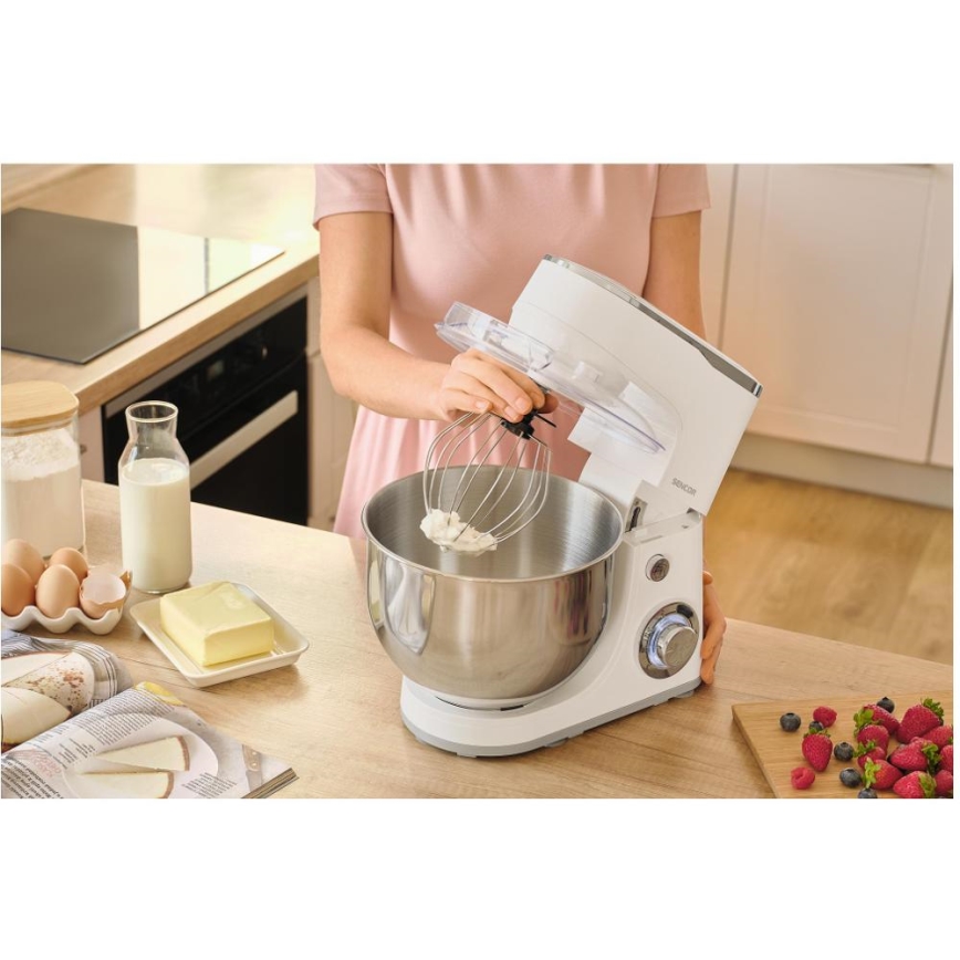 Sencor - Robô de cozinha com taça em aço inoxidável 1300W/230V branco