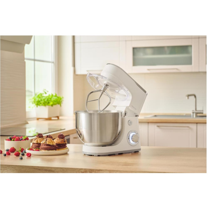 Sencor - Robô de cozinha com taça em aço inoxidável 1300W/230V branco