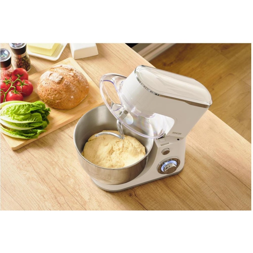 Sencor - Robô de cozinha com taça em aço inoxidável 1300W/230V branco