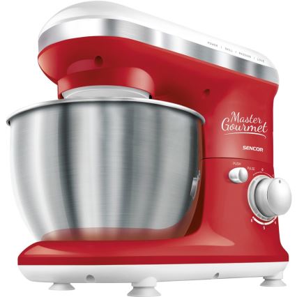 Sencor - Robô de cozinha com uma taça de aço inoxidável 600W/230V vermelho