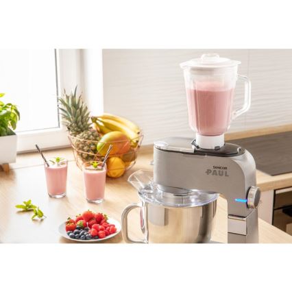 Sencor - Robô de cozinha multifuncional com taça em aço inoxidável 1500W/230V cromado mate