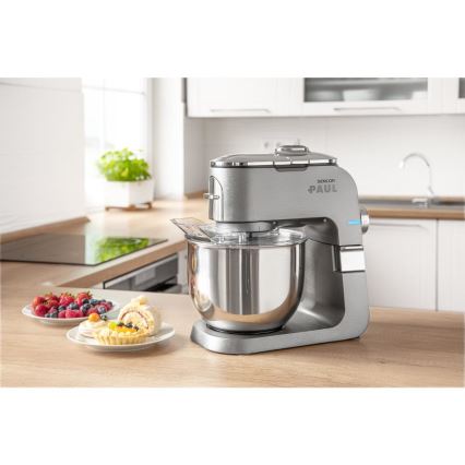 Sencor - Robô de cozinha multifuncional com taça em aço inoxidável 1500W/230V cromado mate