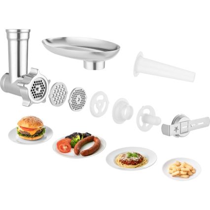 Sencor - Robô de cozinha multifuncional com taça em aço inoxidável 1500W/230V cromado mate