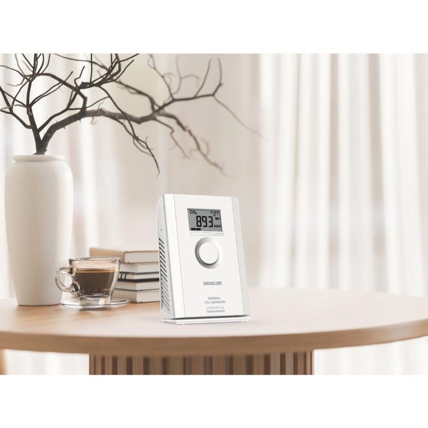 Sencor - Sensor de dióxido de carbono sem fios 5V/3xAA 2000 mAh