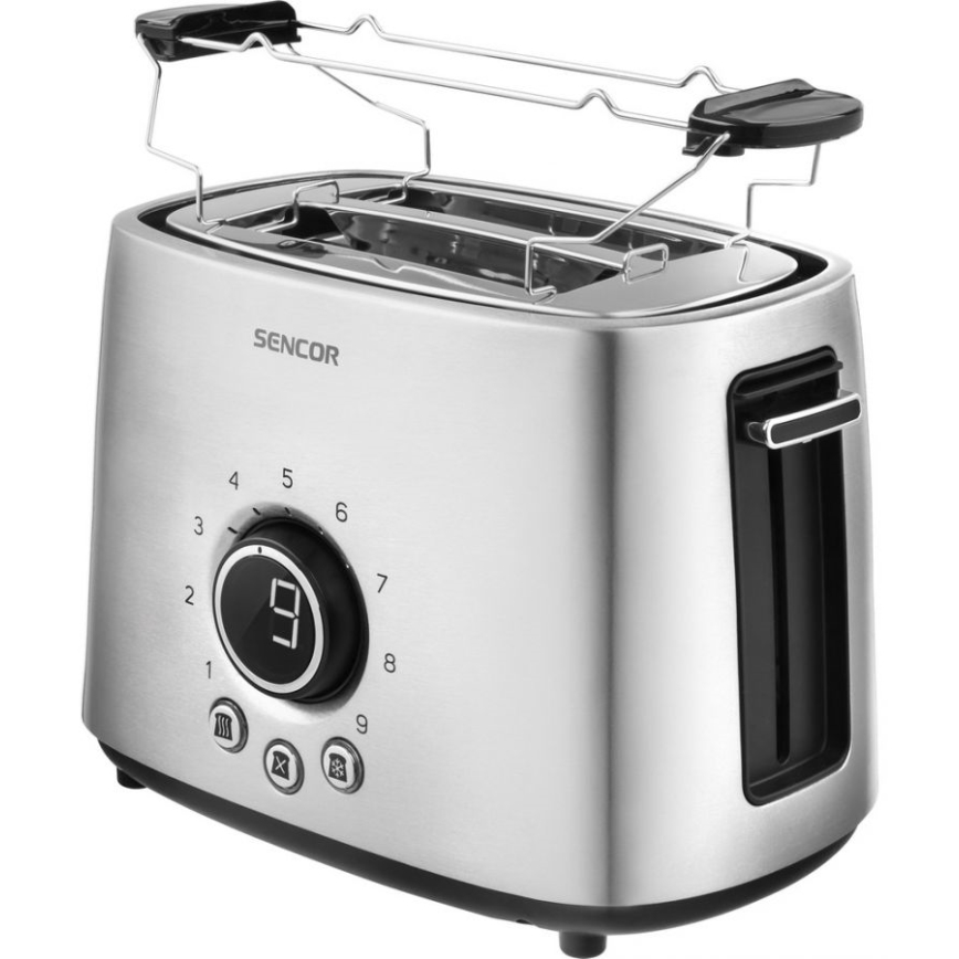 Sencor - Torradeira com dois buracos e aquecimento de 1000W/230V prata