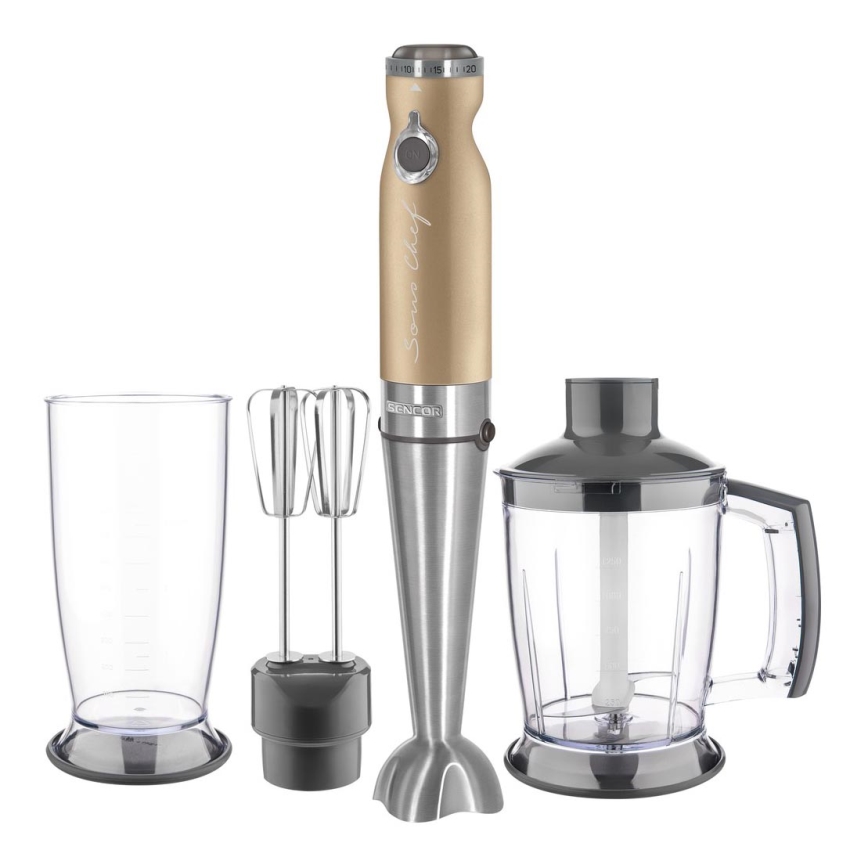Sencor - Varinha mágica 4em1 1200W/230V aço inoxidável/dourado