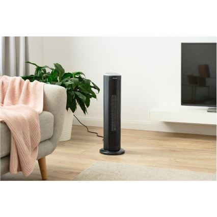 Sencor - Ventilador com aquecimento cerâmico 1300/2200W/230V preto + controlo remoto