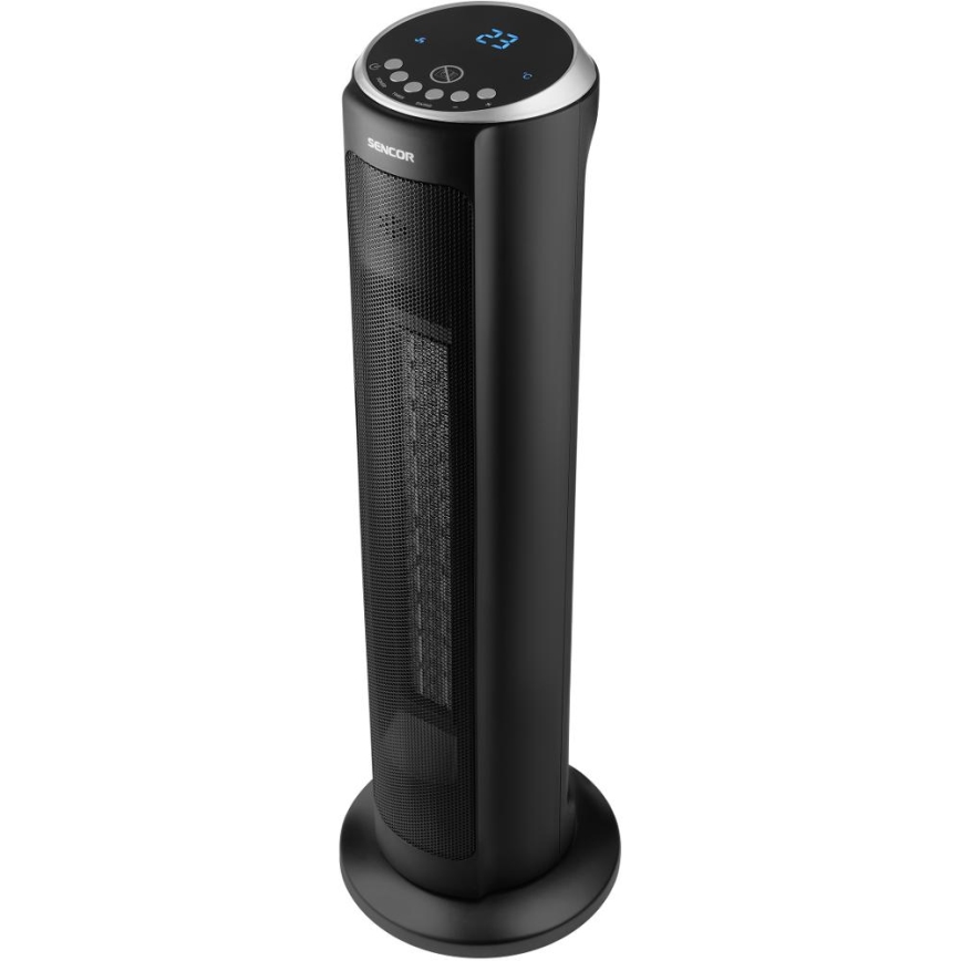 Sencor - Ventilador com aquecimento cerâmico 1300/2200W/230V preto + controlo remoto
