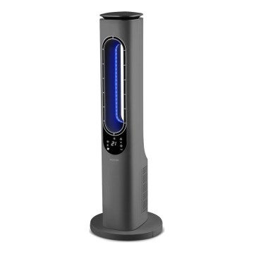 Sencor - Ventilador de torre sem pás com aquecedor cerâmico 1200/2000W/230V antracite + controlo remoto