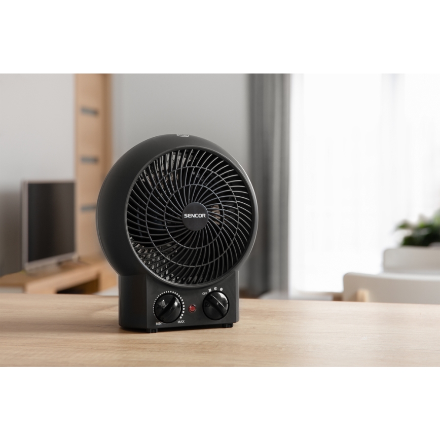 Sencor - Ventoinha com elemento de aquecimento 1200/2000W/230V preto