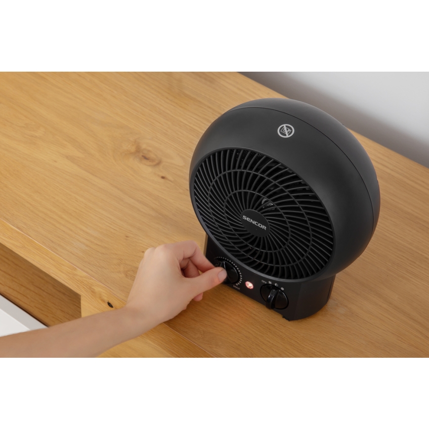Sencor - Ventoinha com elemento de aquecimento 1200/2000W/230V preto