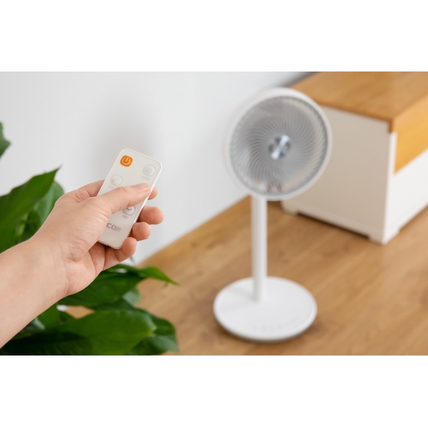 Sencor - Ventoinha de chão 3D UltraSilent 26W/230V branco + controlo remoto